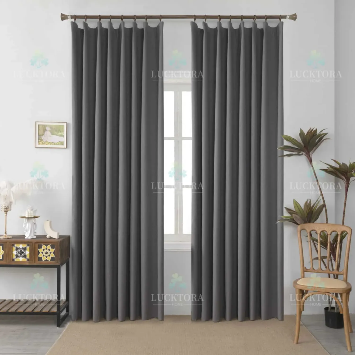 ΚΟΥΡΤΙΝΑ 6010-42 Γκρί- 100%BLACKOUT – Με Τρέσα -270X270CM