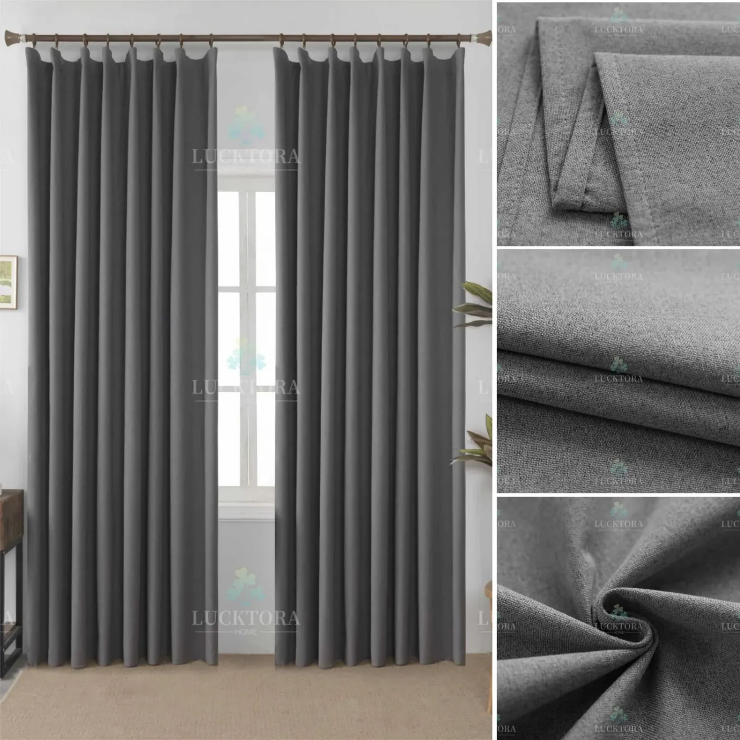 ΚΟΥΡΤΙΝΑ 6010-42 Γκρί- 100%BLACKOUT – Με Τρέσα -270X270CM