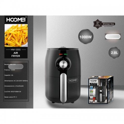Φριτέζα Αέρος με Αποσπώμενο Κάδο 2lt 1000W Hoomei HM-5355 Μαύρη