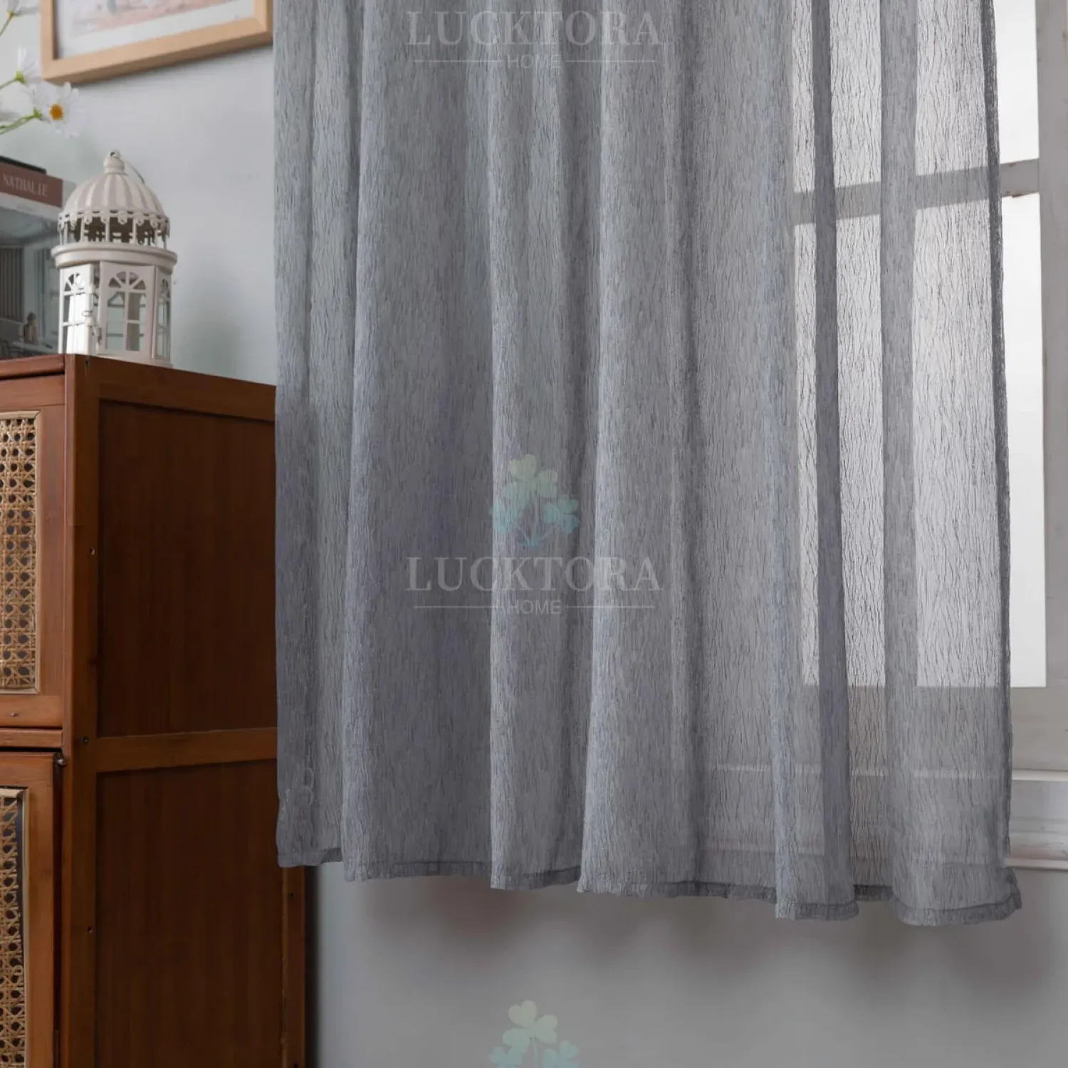 ΚΟΥΡΤΙΝΑ 6037-16-Γκρί- Με Τρέσα-270X295CM