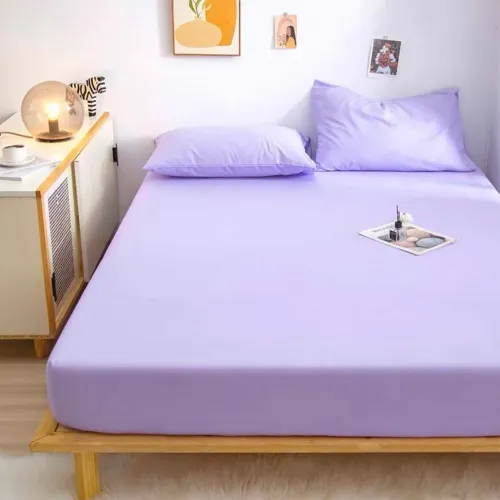 Μονόχρωμο Σεντόνι με λάστιχο-ΔΥΠΛΌ-160X200+30CM-Μοβ