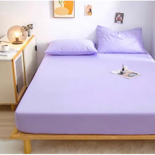 Μονόχρωμο Σεντόνι με λάστιχο-ΔΥΠΛΌ-160X200+30CM-Μοβ