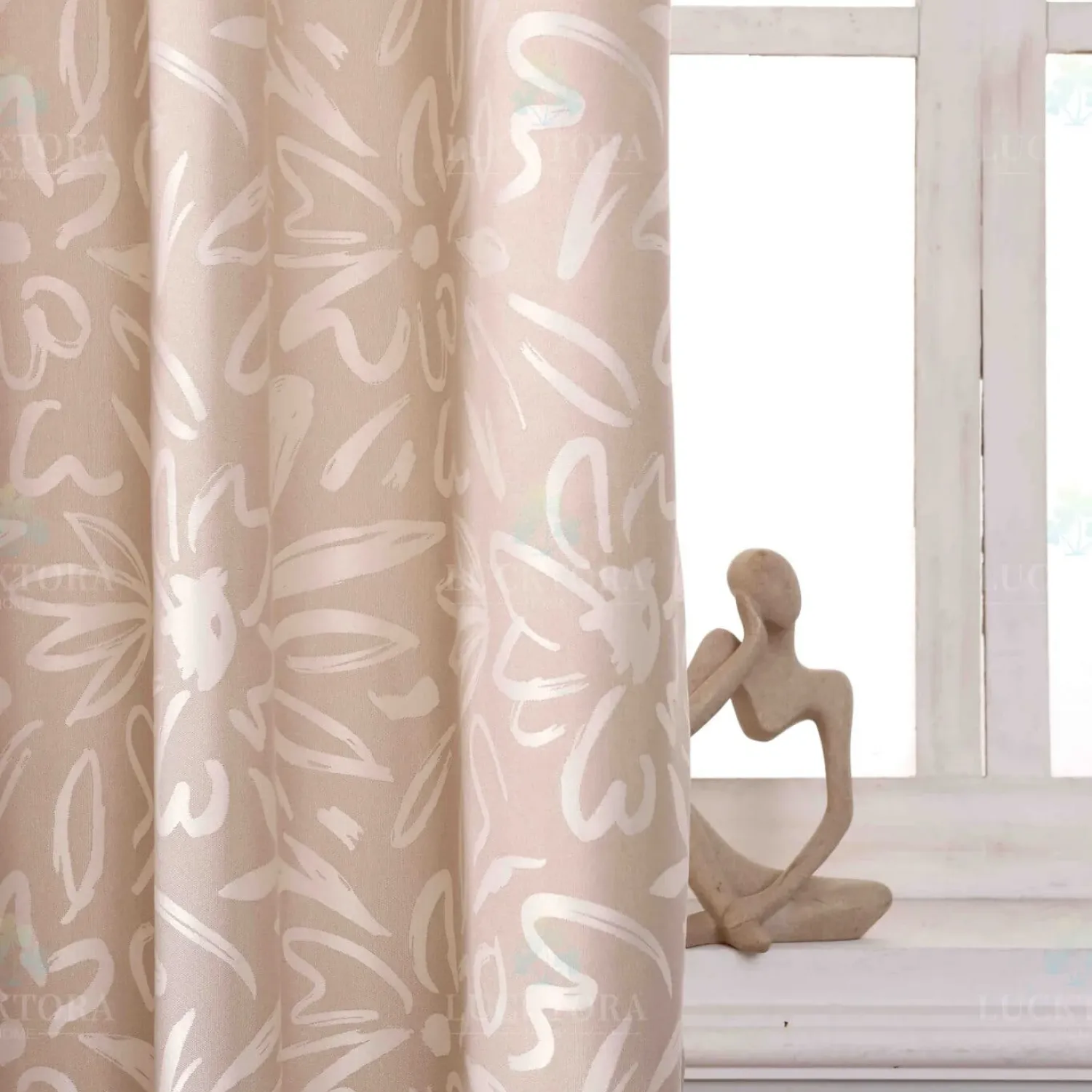 ΚΟΥΡΤΙΝΑ 6043-1 Μπέζ- Με Τρέσα -270x280CΜ