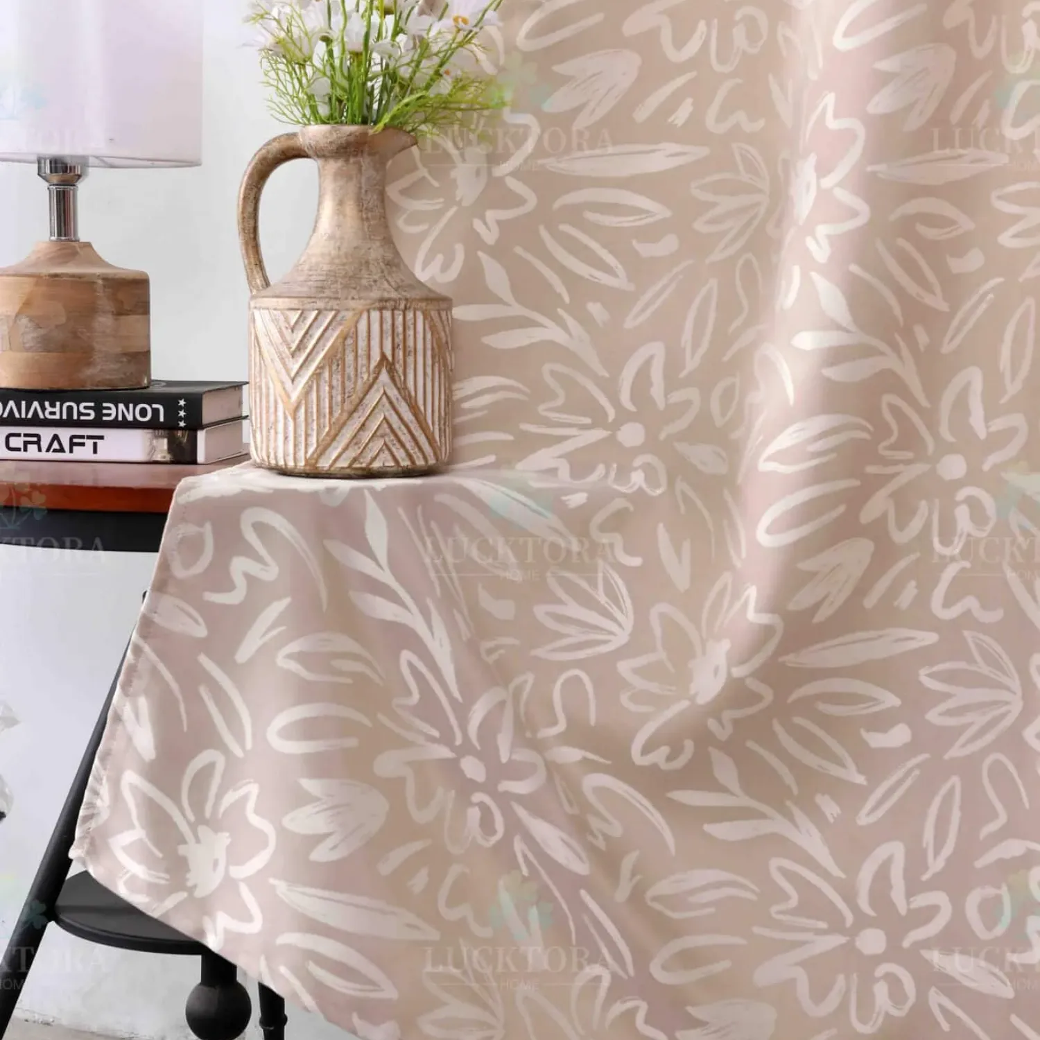 ΚΟΥΡΤΙΝΑ 6043-1 Μπέζ- Με Τρέσα -270x280CΜ