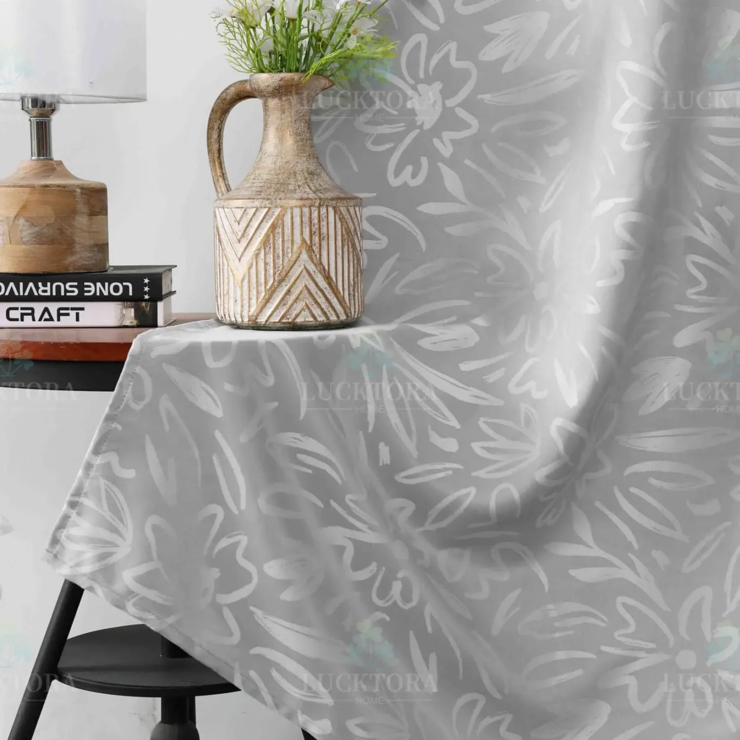 ΚΟΥΡΤΙΝΑ 6043-19 Γκρί- Με Τρέσα -270x280CΜ