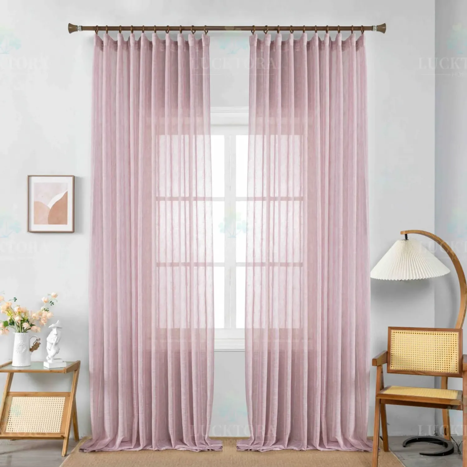 ΚΟΥΡΤΙΝΑ 6044-10 Ροζ- Με Τρέσα -270x290CΜ