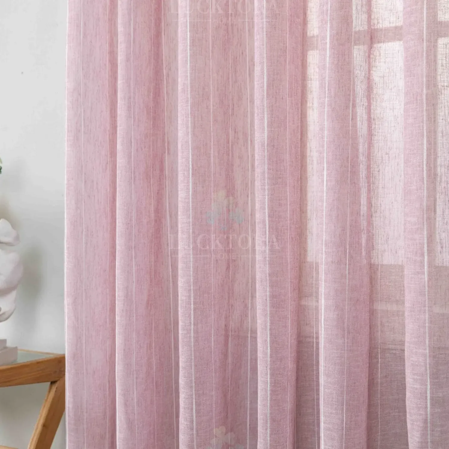 ΚΟΥΡΤΙΝΑ 6044-10 Ροζ- Με Τρέσα -270x290CΜ