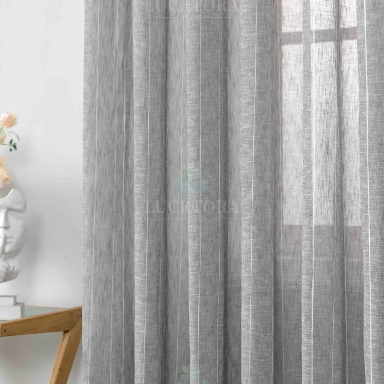 ΚΟΥΡΤΙΝΑ 6044-11 Γκρί- Με Τρέσα -270x290CΜ