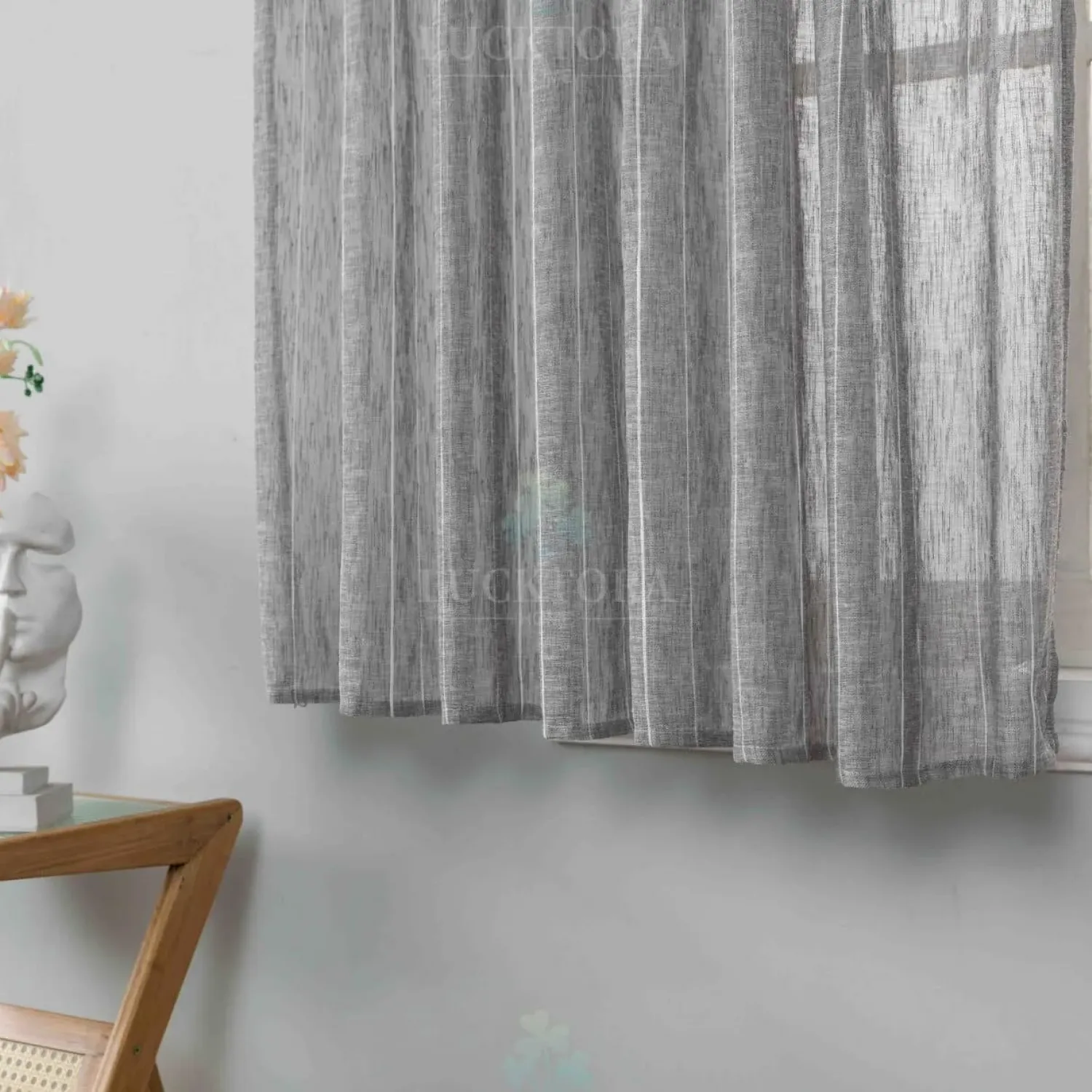 ΚΟΥΡΤΙΝΑ 6044-11 Γκρί- Με Τρέσα -270x290CΜ