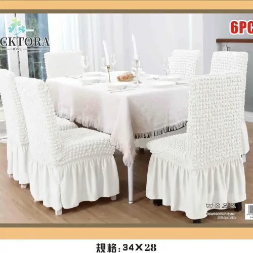 Σετ 6τμχ Ελαστικά Καλύμματα Καρέκλας Με Βολάν