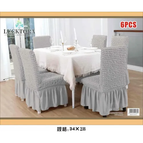 Σετ 6τμχ Ελαστικά Καλύμματα Καρέκλας Με Βολάν