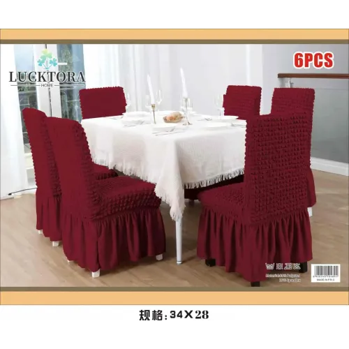 Σετ 6τμχ Ελαστικά Καλύμματα Καρέκλας Με Βολάν