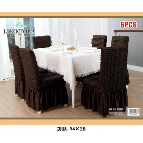 Σετ 6τμχ Ελαστικά Καλύμματα Καρέκλας Με Βολάν