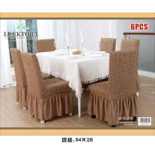 Σετ 6τμχ Ελαστικά Καλύμματα Καρέκλας Με Βολάν