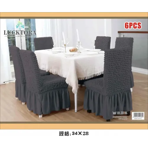 Σετ 6τμχ Ελαστικά Καλύμματα Καρέκλας Με Βολάν