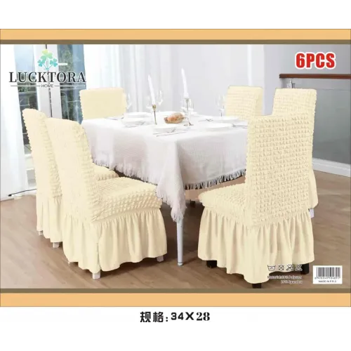 Σετ 6τμχ Ελαστικά Καλύμματα Καρέκλας Με Βολάν