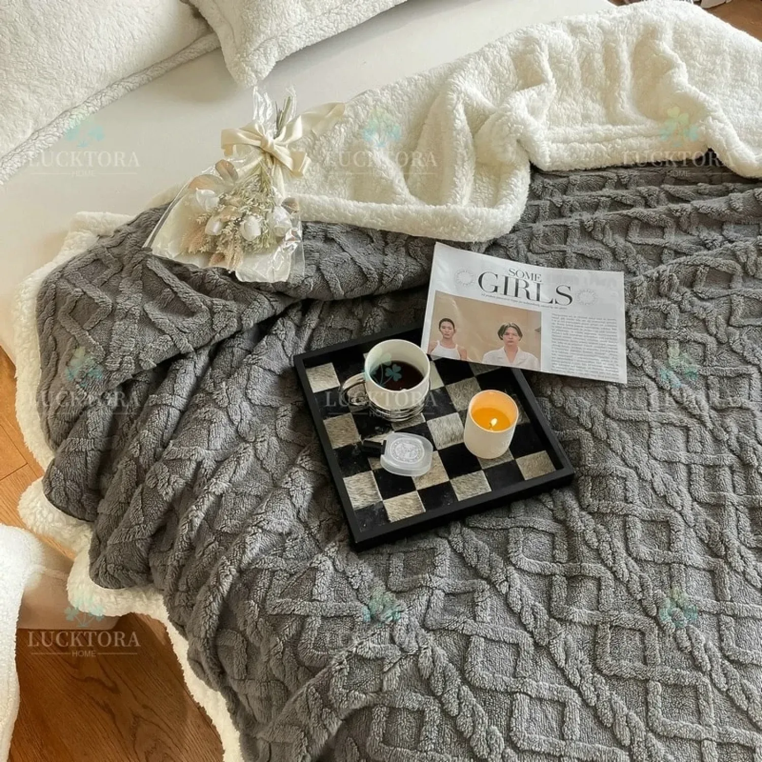 Κουβέρτα 2KG Προβατάκι Μονή 160X220CM-Γκρί