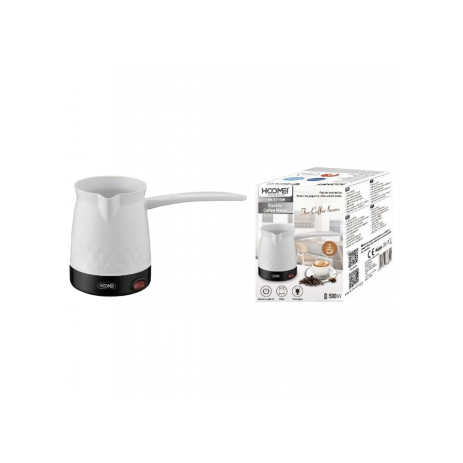 Hoomei Ηλεκτρικό Μπρίκι 500W με Χωρητικότητα 350ml Άσπρο