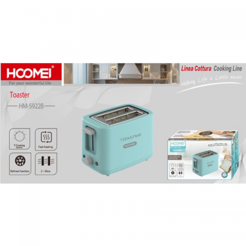 Hoomei Ηλεκτρική Φρυγανιέρα 2 θέσεων 750W Μπλε