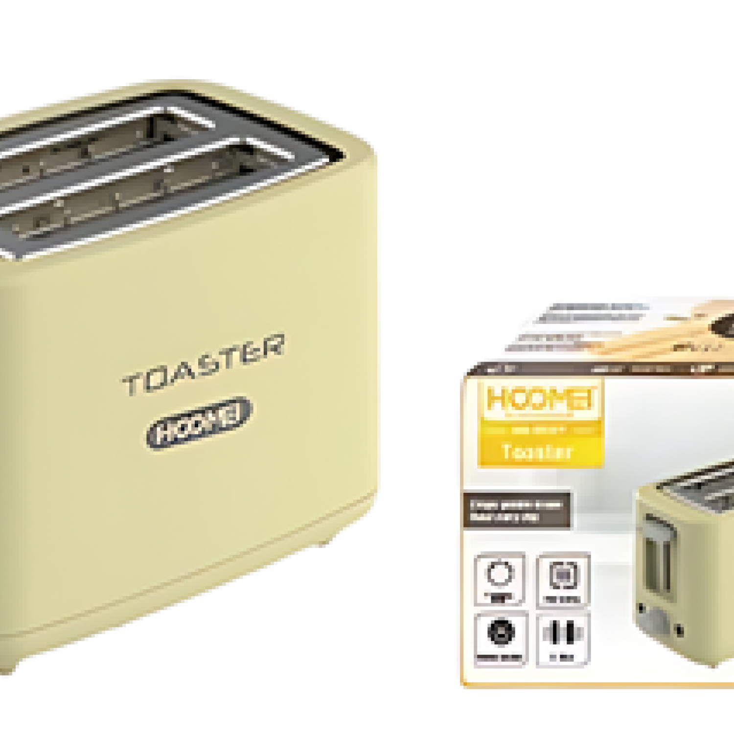 Hoomei Ηλεκτρική Φρυγανιέρα 2 θέσεων 750W Κίτρινη 