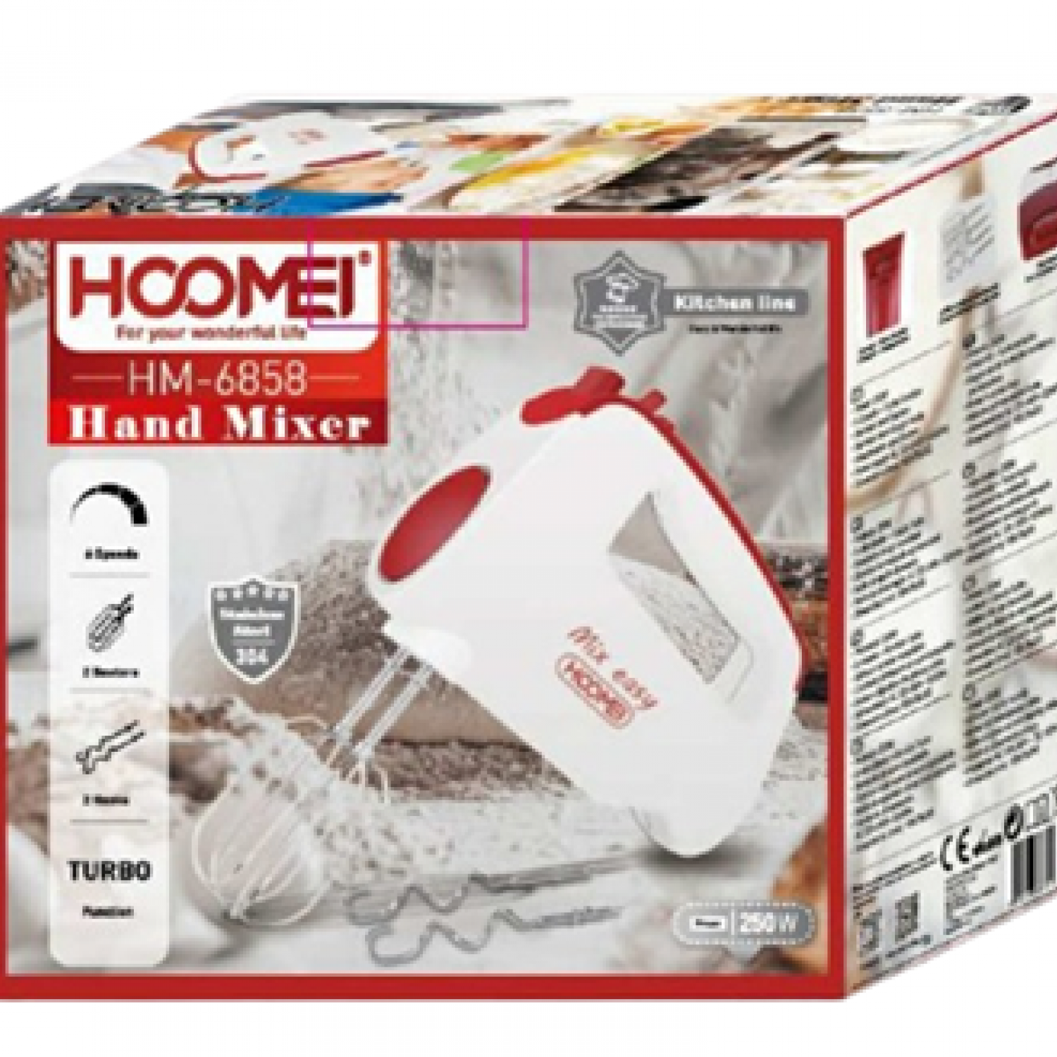 Hoomei Ηλεκτρικό Μίξερ Χειρός 250W Άσπρο 