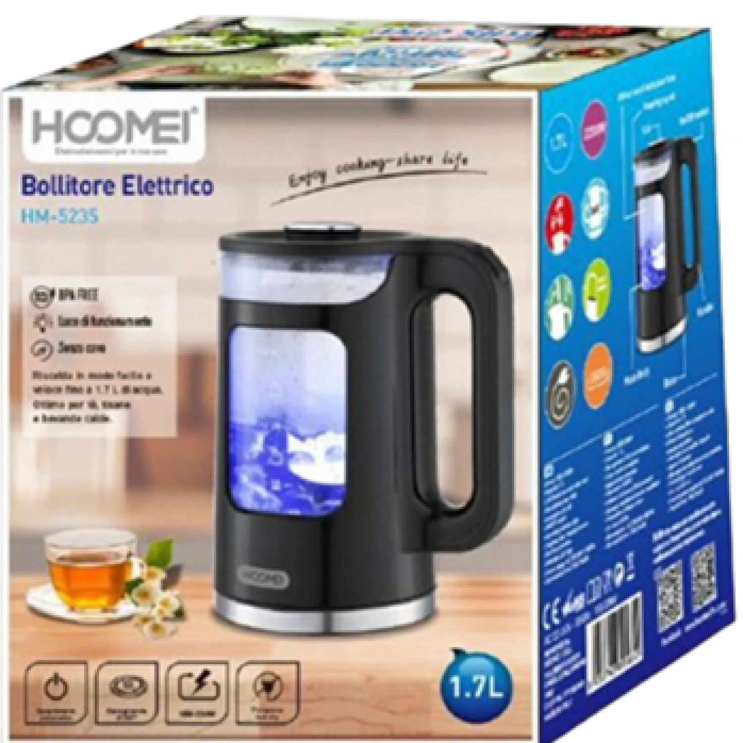 Hoomei Βραστήρας 1850-2200W χωρητικότητας 1.7Lt