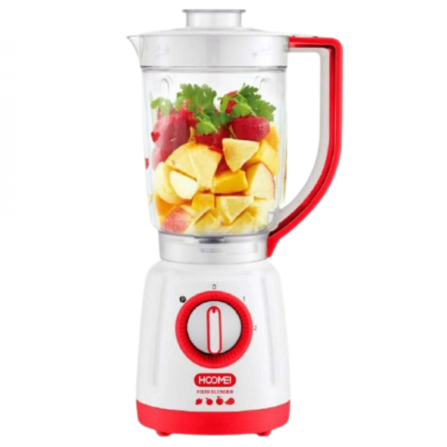 Hoomei Μπλέντερ με Γυάλινη Κανάτα 1.5lt 800W Κόκκινο