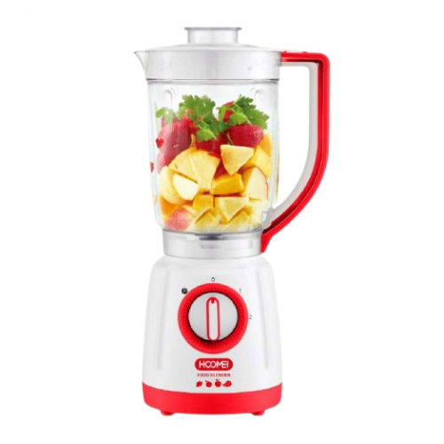 Hoomei Μπλέντερ με Γυάλινη Κανάτα 1.5lt 800W Κόκκινο